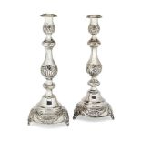 A pair of silver Sabbath candlesticks , London, c.1918, maker's mark SW sans serif in oblong