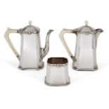 An Art-Deco style silver café-au-lait set, Sheffield, c.1936, Harrison Brothers & Howson, comprising