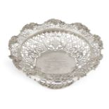 A large pierced silver presentation bowl, Sheffield, c.1917, James Dixon & Sons., retailed by