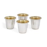 A set of four silver Kiddush cups, stamped Hazorfim 925, each of plain, tapering cylindrical form