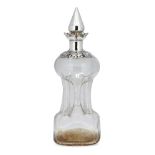 An Edwardian silver mounted hourglass-shaped decanter, London, c.1902, Elkington & Co Ltd., the