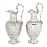 A matched pair of Victorian silver ewers, London, c.1847, and c.1856, Edward, Edward junior,