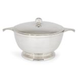 A silver soup tureen, Sheffield, c.1934, Viner's Ltd., of plain, circular form with twin handles and