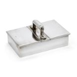 A twin-lidded silver cigarette box, Birmingham, c.1904, A & J Zimmerman Ltd, of rectangular form,