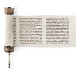 A silver mounted Esther scroll, megillah, possibly Ottoman Empire, both the upper and lower mounts