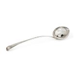 A George III silver soup ladle, London, c.1803, William Fearn, of plain, old pattern design with