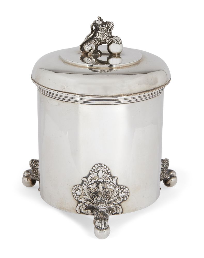 An Edwardian silver biscuit tin, London, c.1903, Solomon Joel Phillips, of cylindrical form with