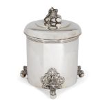 An Edwardian silver biscuit tin, London, c.1903, Solomon Joel Phillips, of cylindrical form with