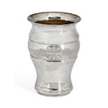 A white metal Kiddush cup with Hebrew lettering, unmarked, assumed silver, of baluster form with