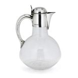 A silver mounted glass claret jug, Sheffield, c.1899, Martin, Hall & Co., the globular glass body
