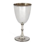 A beaded Victorian silver goblet, London, c.1870, Mappin & Webb, the plain cup with gilded
