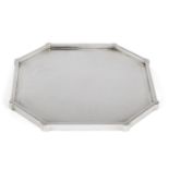 An octagonal Britannia silver covered presentation tray, London, c.1929, British Metallising Co