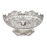 A pierced silver dish, Sheffield, c.1938, Viner's Ltd., of circular form, the foliate pierced body