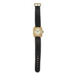 A 9ct gold wristwatch, by Vertex, the circular silvered dial with Arabic black numerals,