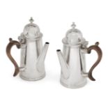 A pair of Victorian silver café-au-lait pots, London, c.1891 and 1892, Charles Stuart Harris, of