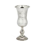 A silver Kiddush cup, London, c.1908, maker MS, possibly Morris Salkind, the thistle-shaped body