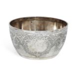A bright-cut engraved Victorian silver bowl, Sheffield, c.1895, Atkin Brothers, of rounded form,