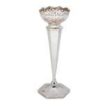 A silver posy vase, Birmingham, c.1913, Jones & Crompton, of tapering faceted form with pierced,