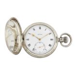 A silver hunter-case pocket watch, by Vertex, the white enamel dial with Roman numerals,