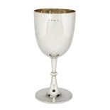 A large silver goblet, Birmingham, c.1903, William Aitken, of plain form, with knopped stem to