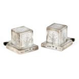 A pair of late 19th century Polish silver Tefillin cases (phylacteries), Warsaw, maker's mark