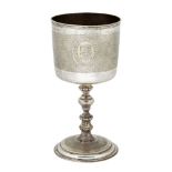 A large Victorian silver presentation goblet, London, c.1887, Robert Roskell, Alan Roskell and