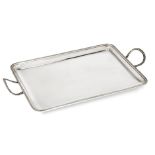 A small silver tray, by Asprey, London, c.1919, of plain rectangular form with reeded border and