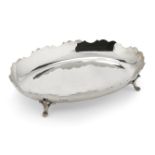 A George VI silver dish, Sheffield, c.1939, Viner's Ltd., of oval form with scalloped edges to
