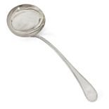 A George III silver soup ladle, London, c.1801, William Eley & William Fearn, the old pattern handle