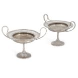 A pair of Edwardian Mappin & Webb small silver tazzas, London, c.1905, each designed as a circular