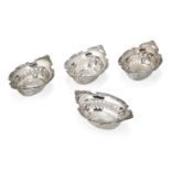 A set of four Gorham silver nut dishes, stamped sterling, the Strasbourg pattern dishes of shaped