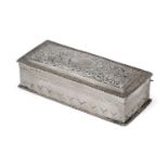 A Victorian silver trinket box, Birmingham, c.1887, Samuel Walton Smith, of rectangular form, the
