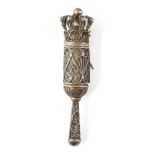 A 20th century miniature silver filigree cased Esther scroll, megillah, the case signed Bezalel,