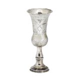 A silver Kiddush cup, Birmingham, c.1911, Jacob Fenigstein, of narrow thistle form, with bright-