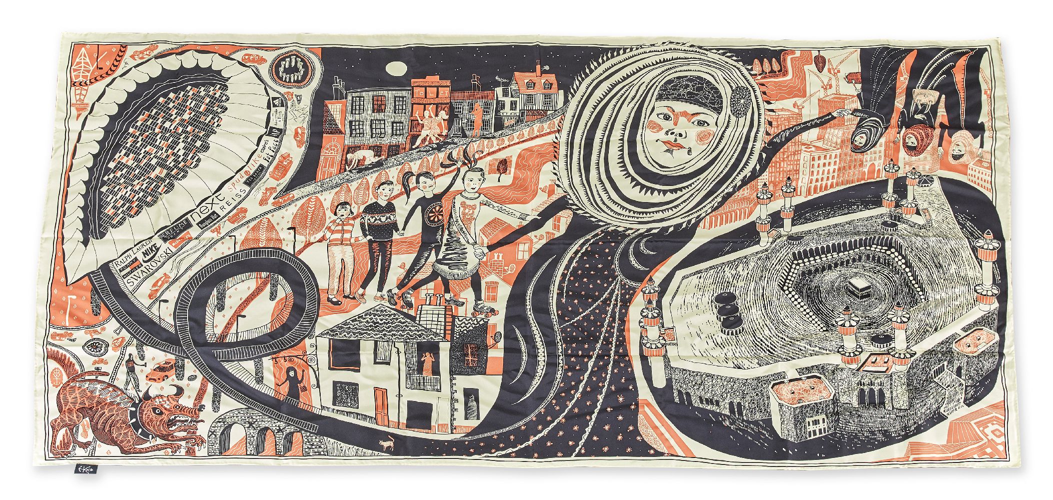 Grayson Perry CBE RA, British b.1960- Ashford Hijab, 2014; screenprint in colours on silk scarf,