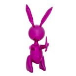 After Jeff Koons, American b.1955- Rabbit (Pink); zinc alloy sculpture, numbered 401/500 to COA