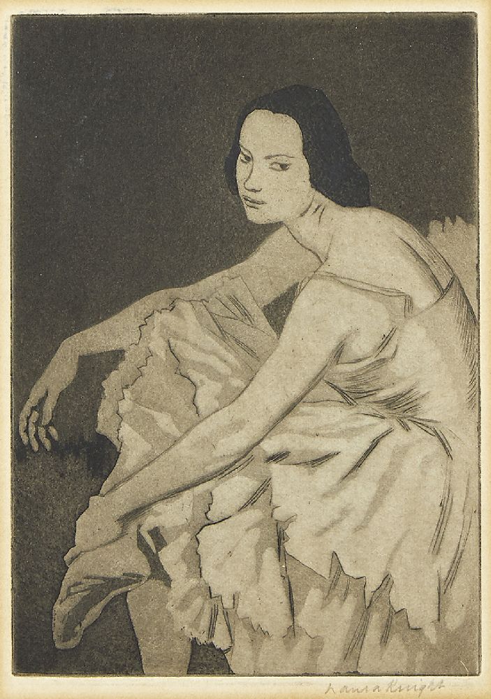 Dame Laura Knight DBE RA RWS, British 1877-1970- Dancer Resting, 1923; etching with aquatint on