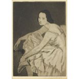 Dame Laura Knight DBE RA RWS, British 1877-1970- Dancer Resting, 1923; etching with aquatint on