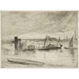 James McNeill Whistler PRBA HRSA RSW, American 1834-1903- Battersea Dawn (Cadogan Pier), 1871;