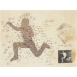 Paul Neagu, Romanian 1938-2004- Jump, 1977; lithograph with hand colouring and collage on wove,