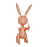 After Jeff Koons, American b.1955- Rabbit (Rose Gold); zinc alloy sculpture, numbered 405/500 to COA