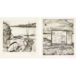 Jock McFadyen RA, British b.1950- Cramond 1 and 3, 1992; two etchings on wove, each signed, dated.