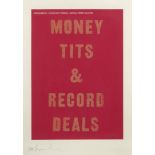 Dave Buonaguidi, British b.1964- Money Tits & Record Deals, 2014; screenprint in colours on 350gsm