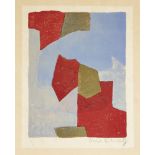 Serge Poliakoff, Russian 1900-1969- Abstract composition in red, blue and green; lithograph in