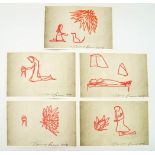 Tracey Emin CBE RA, British b.1963- iPad Postcard Sketches, 2013; six inkjet prints in colours on