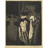 Dame Laura Knight DBE RA RWS, British 1877-1970- Untitled (ladies dressing); etching with aquatint