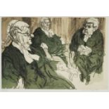 Feliks Topolski RA, Polish/British 1907-1989- Three Court of Appeal Judges, c.1980; screenprint in