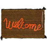Banksy, British b.1974- Welcome Mat, 2020; hand-stitched mat in fabric repurposed from life vests