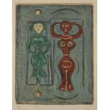 Massimo Campigli, Italian 1895-1971- Two figures, 1961; lithograph in colours on wove, signed, dated