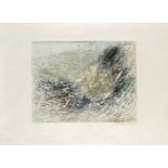 Krishna Reddy, Indian 1925-2018- La Vague, c.1963; etching in colours on hand-made Japan, signed and